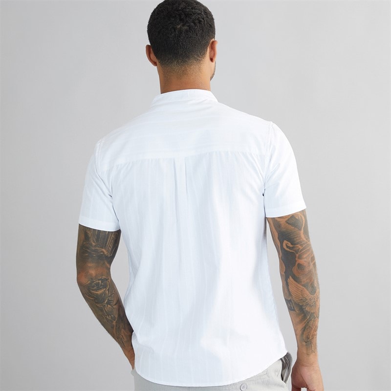 Onfire Mens Dobby Collarless Shirt White - Image 2