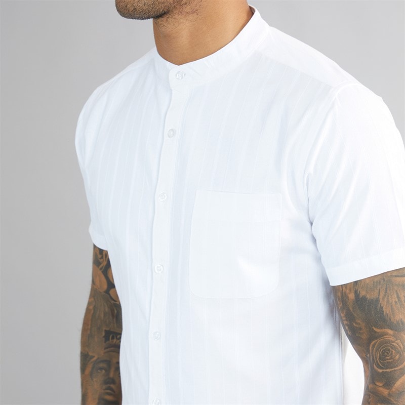 Onfire Mens Dobby Collarless Shirt White - Image 3