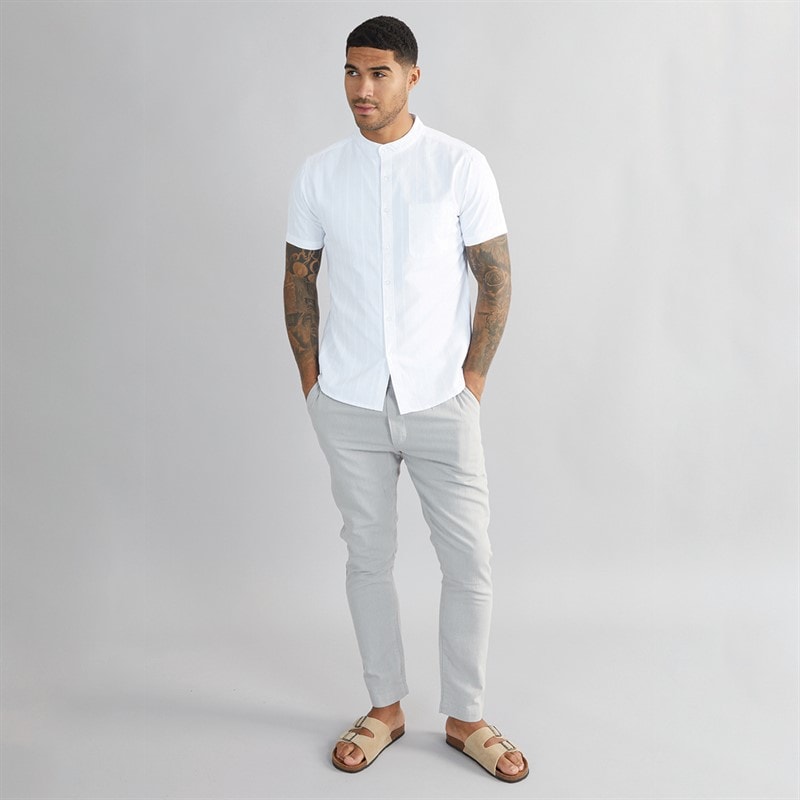Onfire Mens Dobby Collarless Shirt White - Image 4