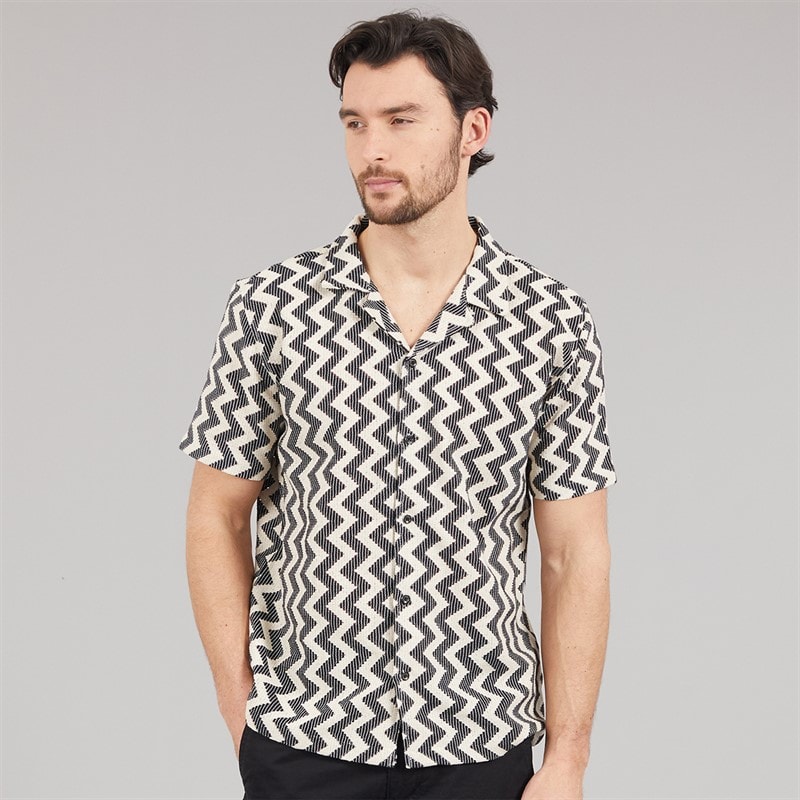 Onfire Mens Crochet Shirt Black/White