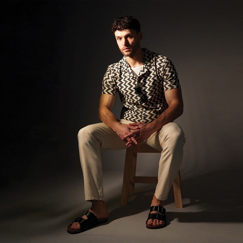 Onfire Mens Crochet Shirt Black/White - Image 5