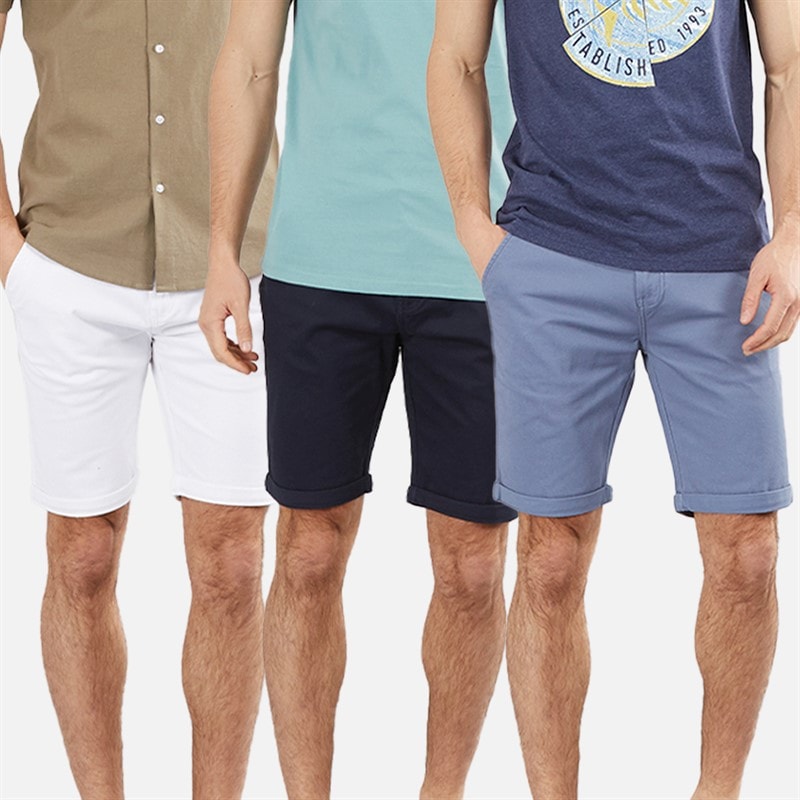 Onfire Mens Three Pack Chino Shorts White/Navy/Pale Blue - Image 1