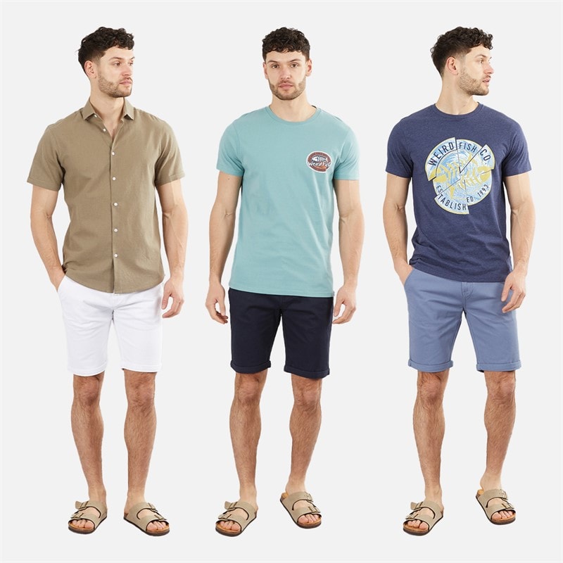 Onfire Mens Three Pack Chino Shorts White/Navy/Pale Blue - Image 3