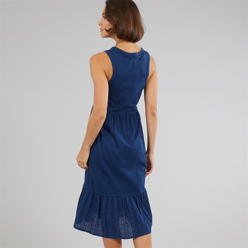 Onfire Womens Sleeveless Tiered Broderie Midi Dress Navy - Image 2