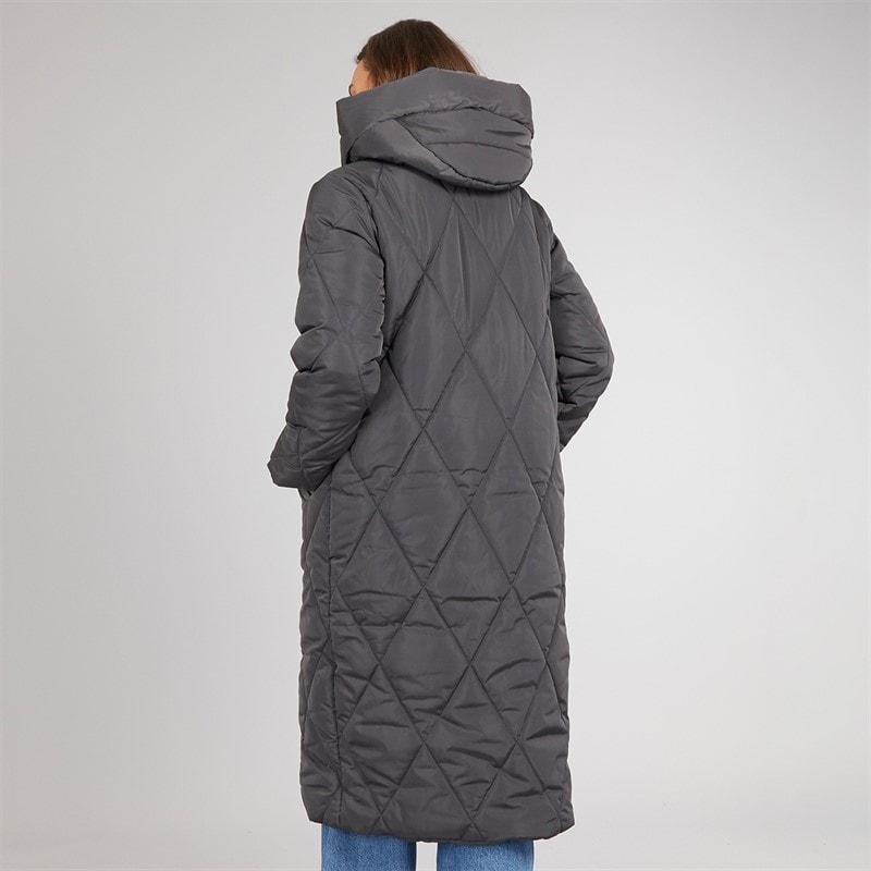 Onfire Womens Diamond Shawl Hood Coat Charcoal - Image 2