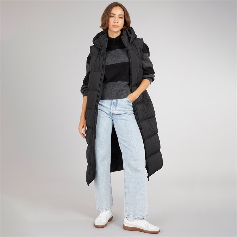 Onfire Womens 2-In-1 Longline Hooded Coat With Detachable Sleeves Black - Image 5