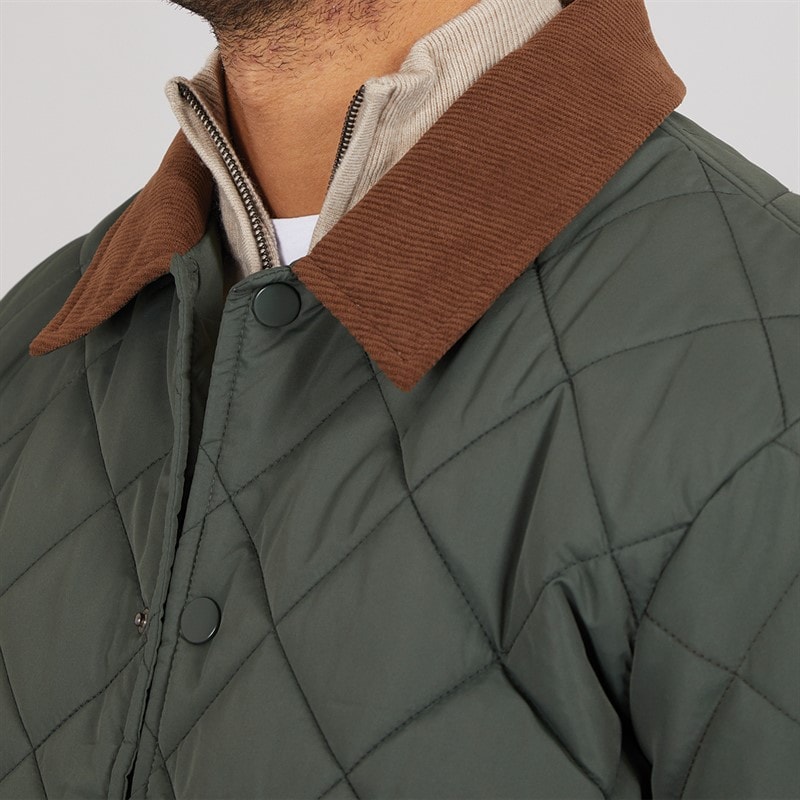 Onfire Mens Diamond Quilt Jacket With Cord Collar Khaki - Image 3
