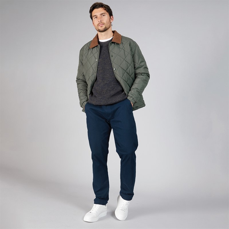 Onfire Mens Diamond Quilt Jacket With Cord Collar Khaki - Image 4