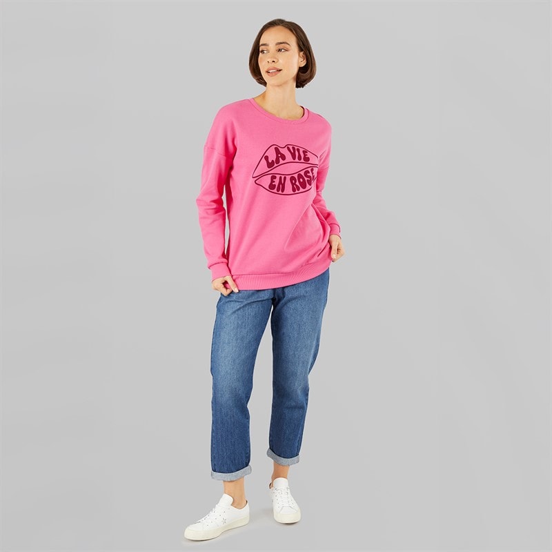 Onfire Womens Lips Sweatshirt Pink - Image 3