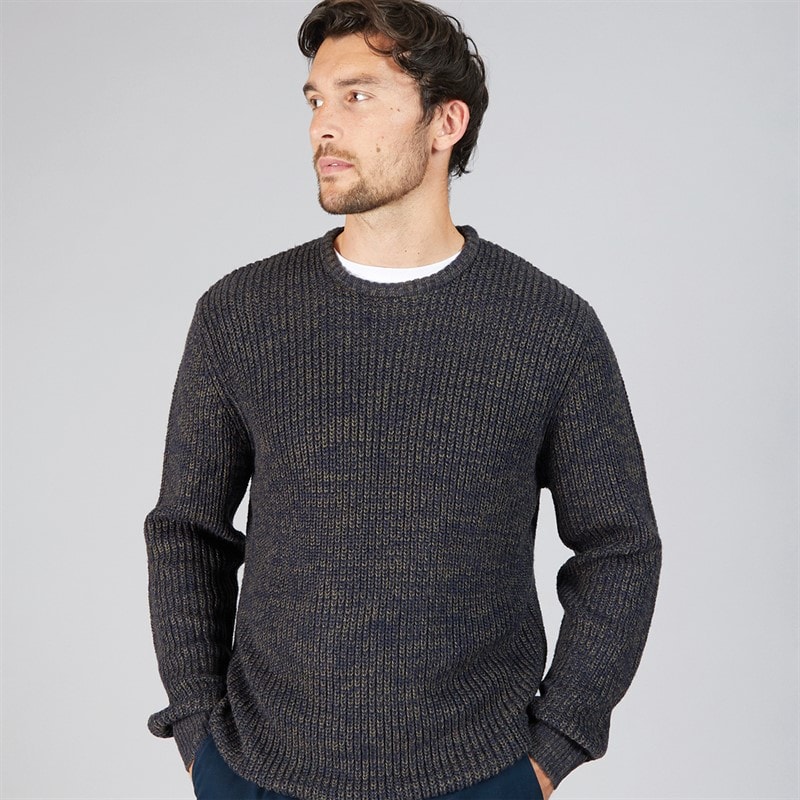 Onfire Mens Crew Neck Sweater Dark Green Twist - Image 1