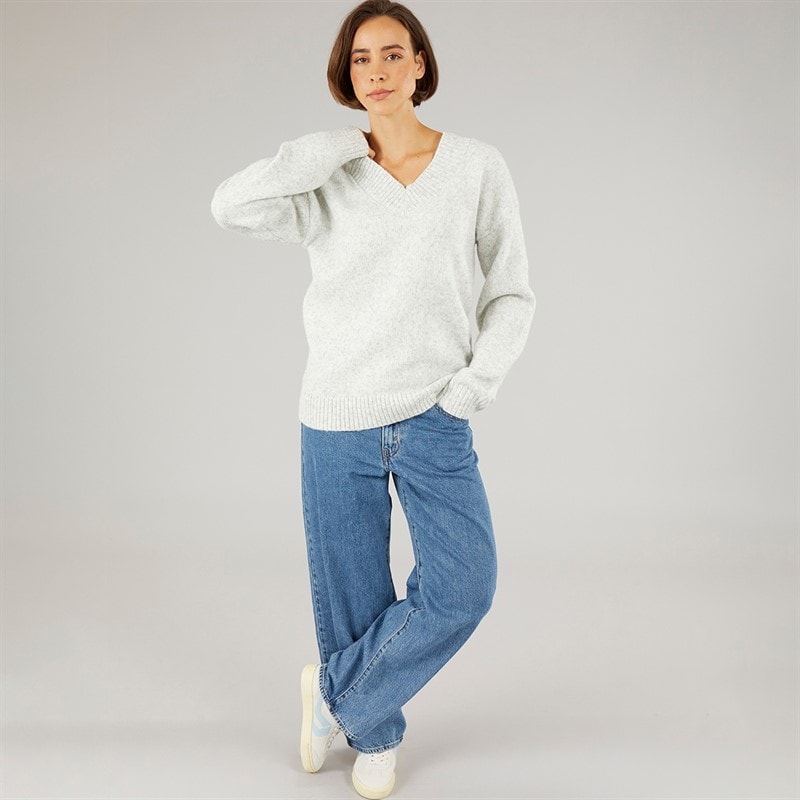 Onfire Womens V-Neck Supersoft Wool Mix Jumper Grey - Image 3