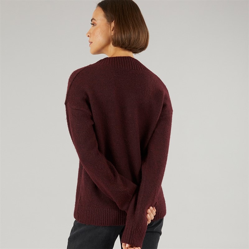 Onfire Womens V-Neck Supersoft Wool Mix Jumper Burgundy - Image 2