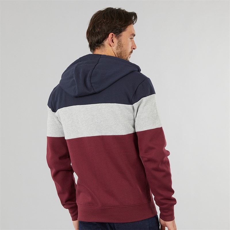 Onfire Mens Colour Block Zip Through Hoodie Navy/Tawny Port - Image 2