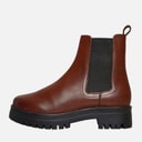 Onfire Womens Leather Chunky Chelsea Boots Brown Mahogany