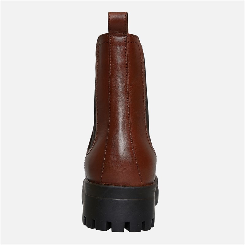 Onfire Womens Leather Chunky Chelsea Boots Brown Mahogany - Image 3
