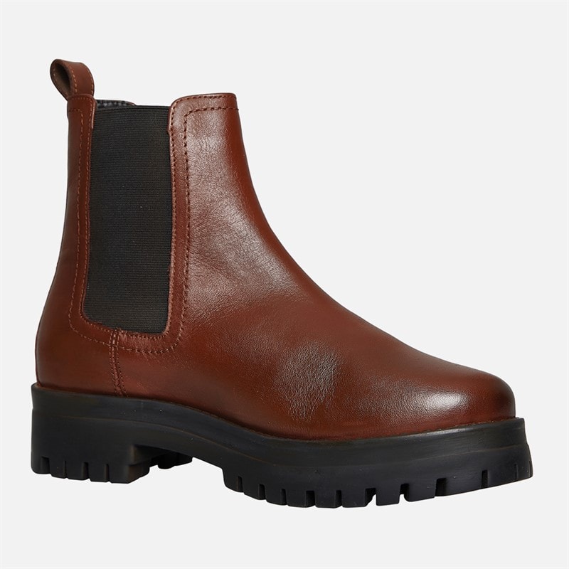 Onfire Womens Leather Chunky Chelsea Boots Brown Mahogany - Image 4