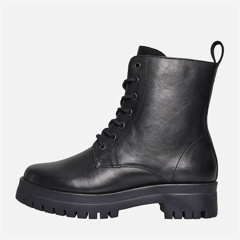Onfire Womens Chunky Leather Lace Up Boots Black - Image 1