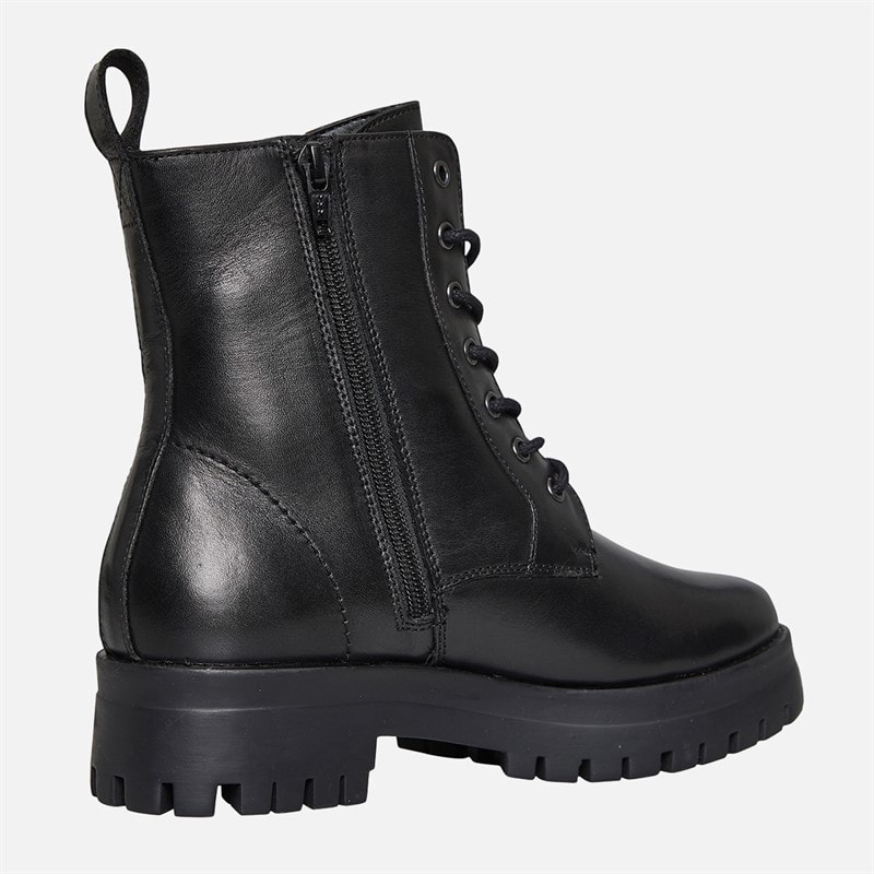 Onfire Womens Chunky Leather Lace Up Boots Black - Image 4