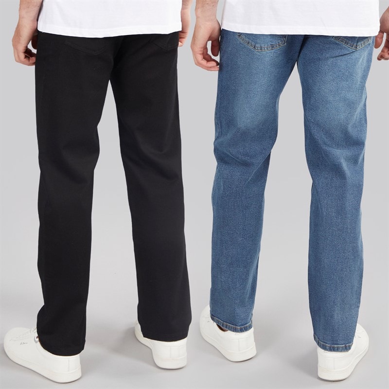 Onfire Mens Two Pack Straight Fit Jeans Mid Wash Blue/Black - Image 2