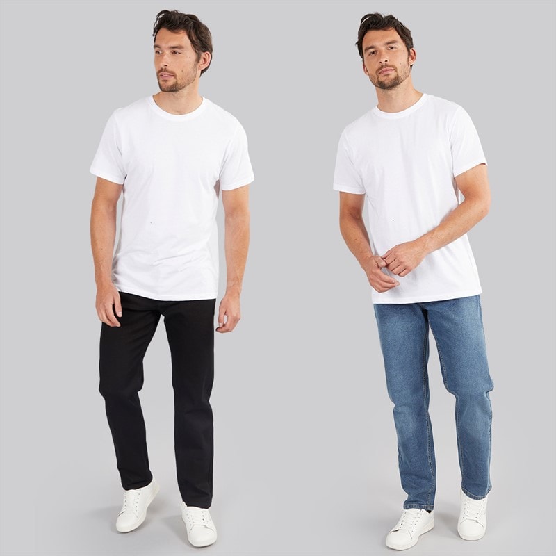 Onfire Mens Two Pack Straight Fit Jeans Mid Wash Blue/Black - Image 3