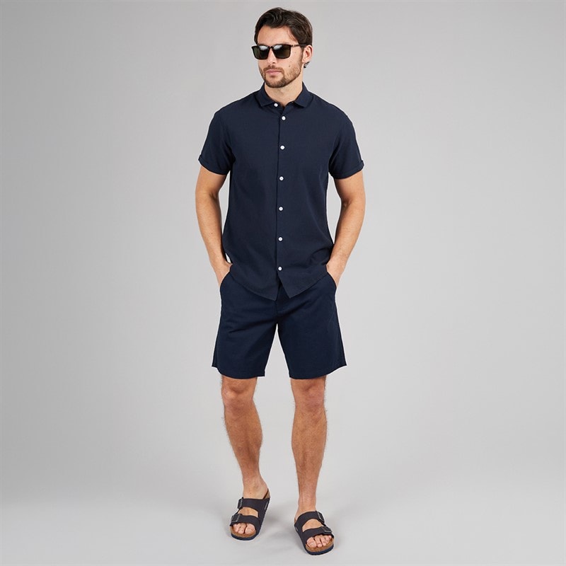 Onfire Mens Linen Shorts Navy - Image 3