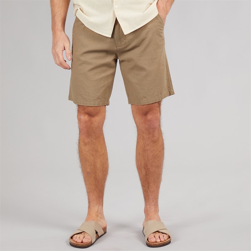 Onfire Mens Linen Shorts Khaki - Image 1