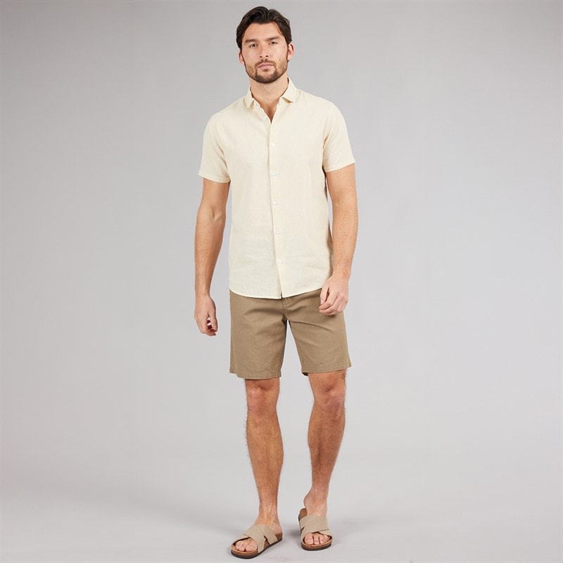Onfire Mens Linen Shorts Khaki - Image 3