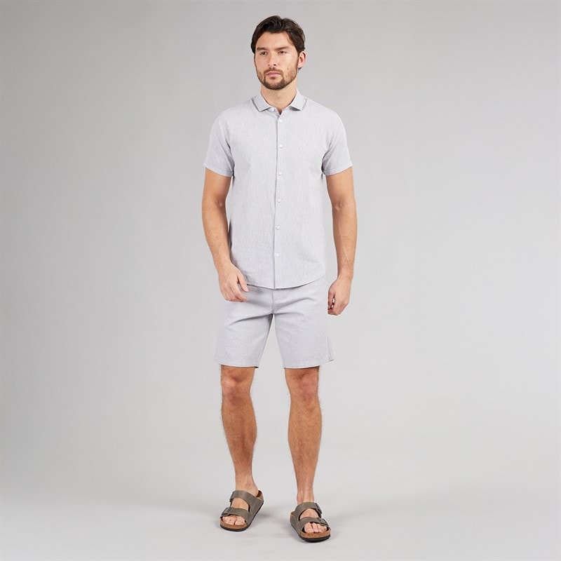 Onfire Mens Linen Shorts Light Grey - Image 3