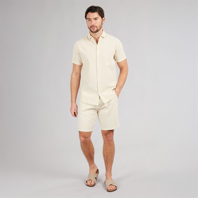 Onfire Mens Linen Shorts Stone - Image 3