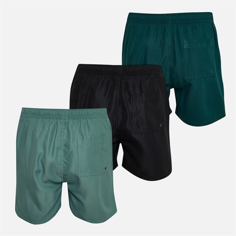 Onfire Mens Three Pack Swim Shorts Black/Forest Green/Petrol - Image 2