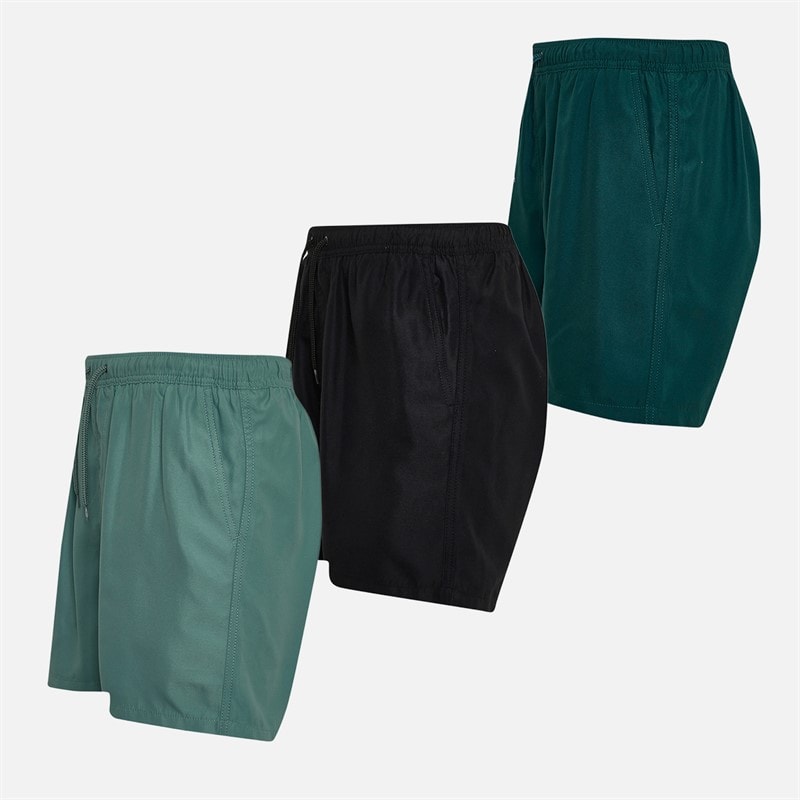 Onfire Mens Three Pack Swim Shorts Black/Forest Green/Petrol - Image 3