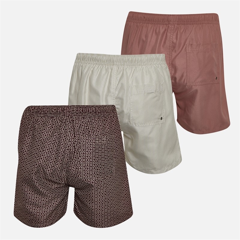 Onfire Mens Printed Three Pack Swim Shorts Geo/Stripe/Blush - Image 2