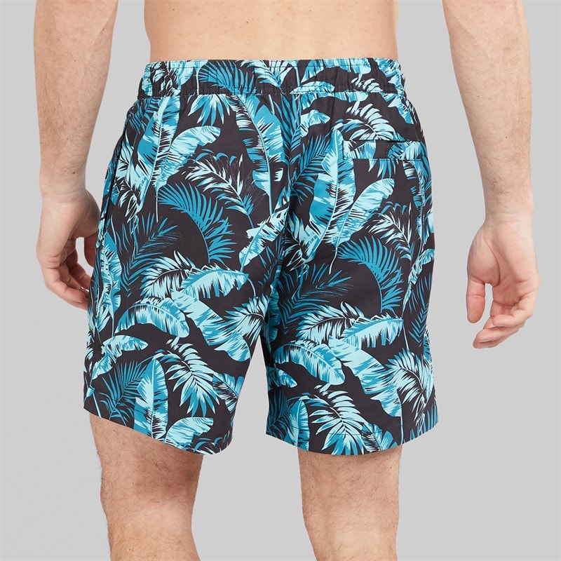 Onfire Mens Tropical Print Swim Shorts Black/Multi - Image 2