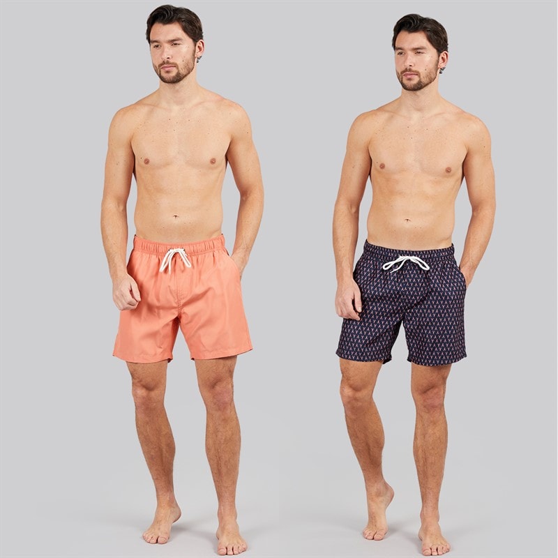 Onfire Mens Two Pack Swim Shorts Coral/Navy - Image 4