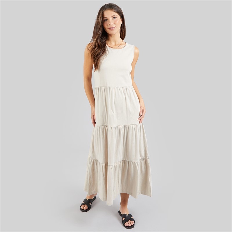 Onfire Womens Midi Jersey Tiered Dress Mushroom - Image 4