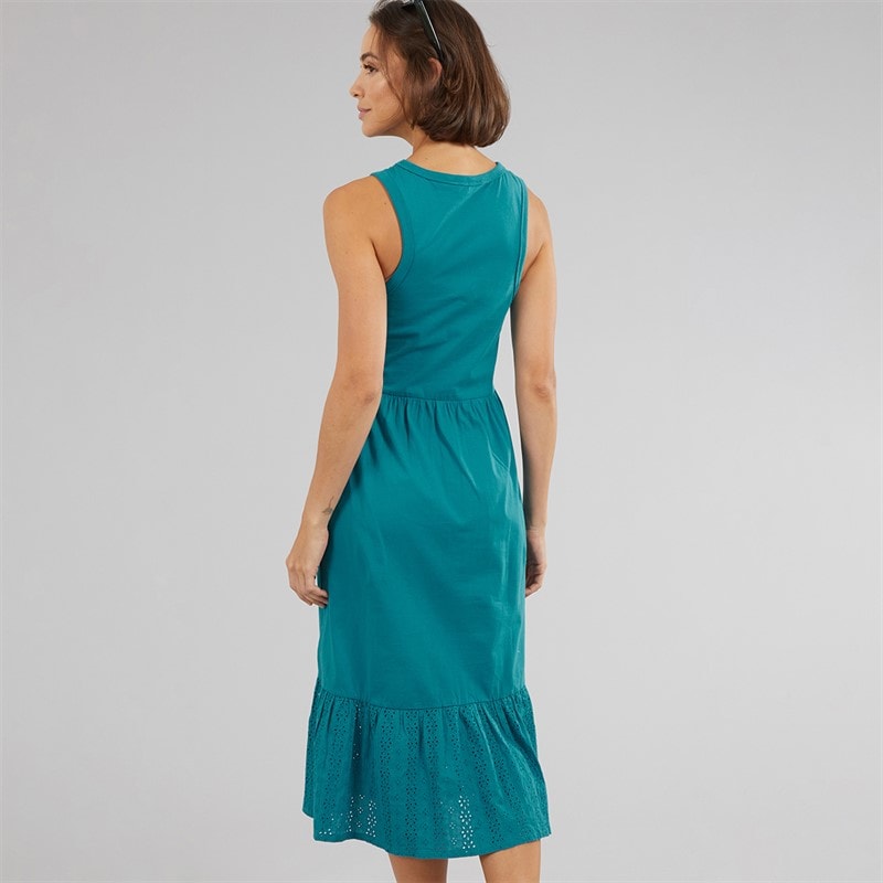 Onfire Womens Sleeveless Tiered Broderie Midi Dress Teal - Image 2