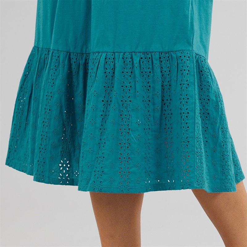 Onfire Womens Sleeveless Tiered Broderie Midi Dress Teal - Image 3