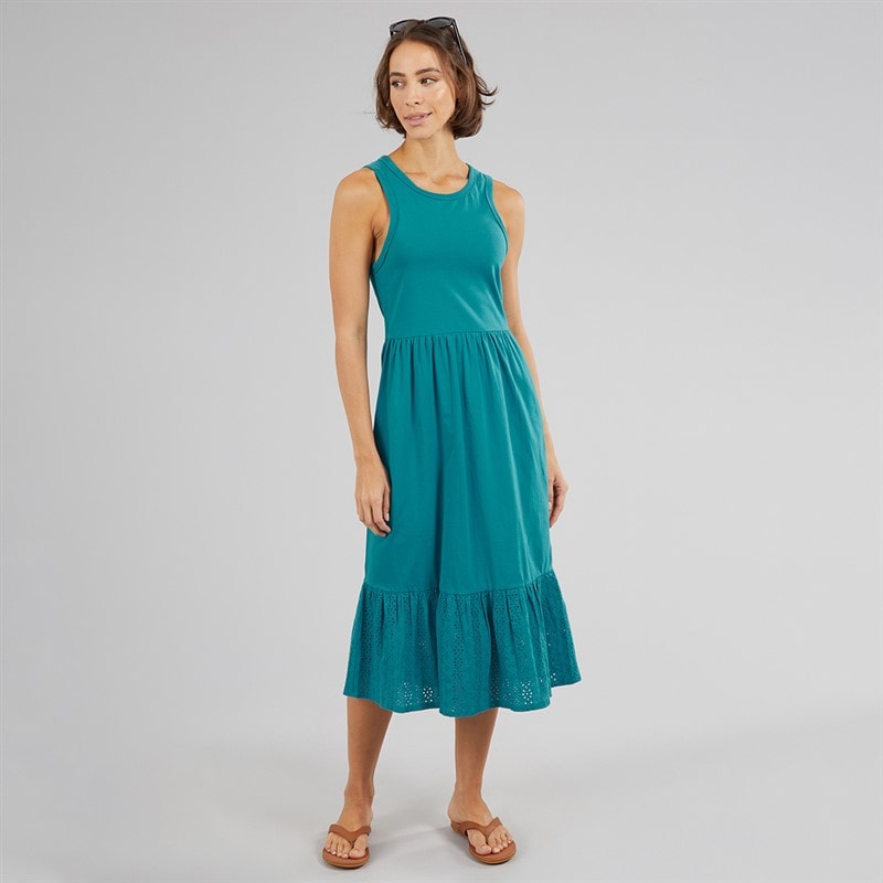 Onfire Womens Sleeveless Tiered Broderie Midi Dress Teal - Image 4