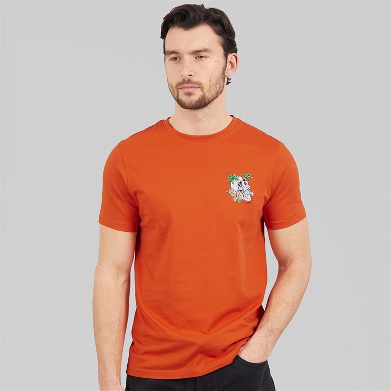 Onfire Mens Skull T-Shirt Rust - Image 2