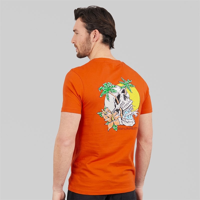 Onfire Mens Skull T-Shirt Rust - Image 3