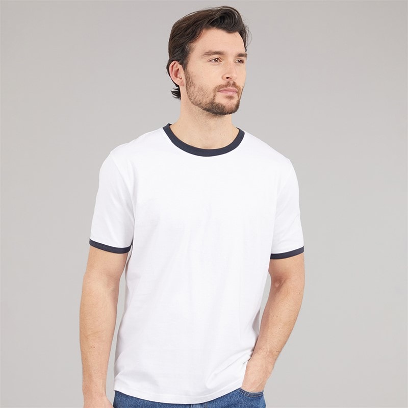 Onfire Mens Ringer T-Shirt Ecru - Image 1