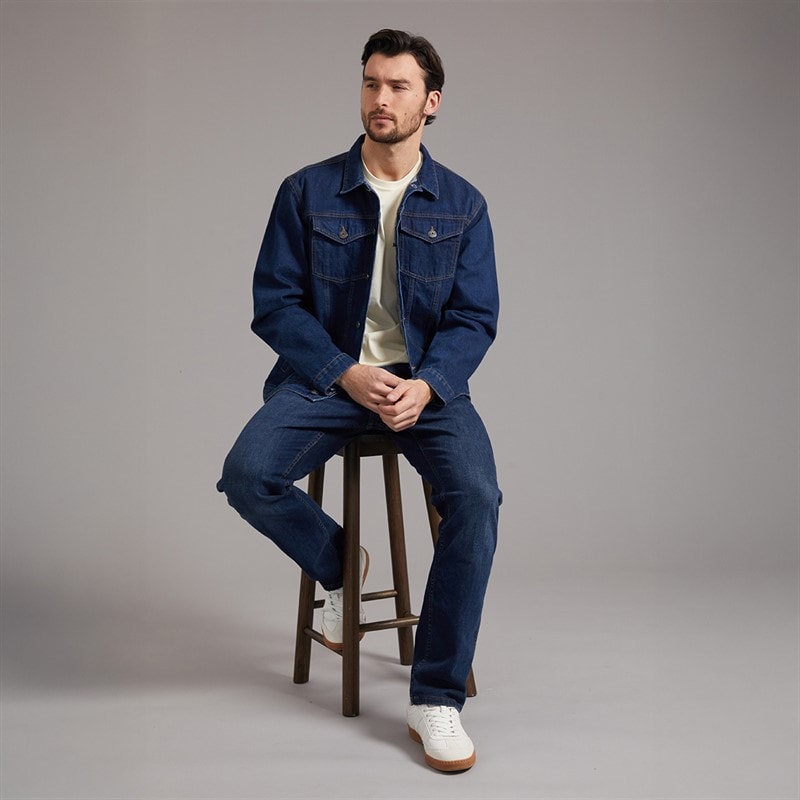 Onfire Mens Denim Jacket Dark Blue - Image 4