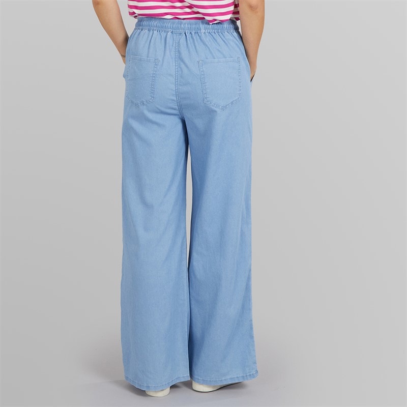 Onfire Womens Elasticated Wide Leg Jeans Light Wash - Image 2