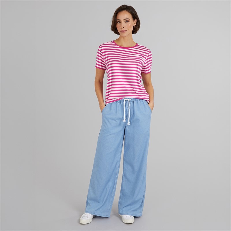 Onfire Womens Elasticated Wide Leg Jeans Light Wash - Image 3