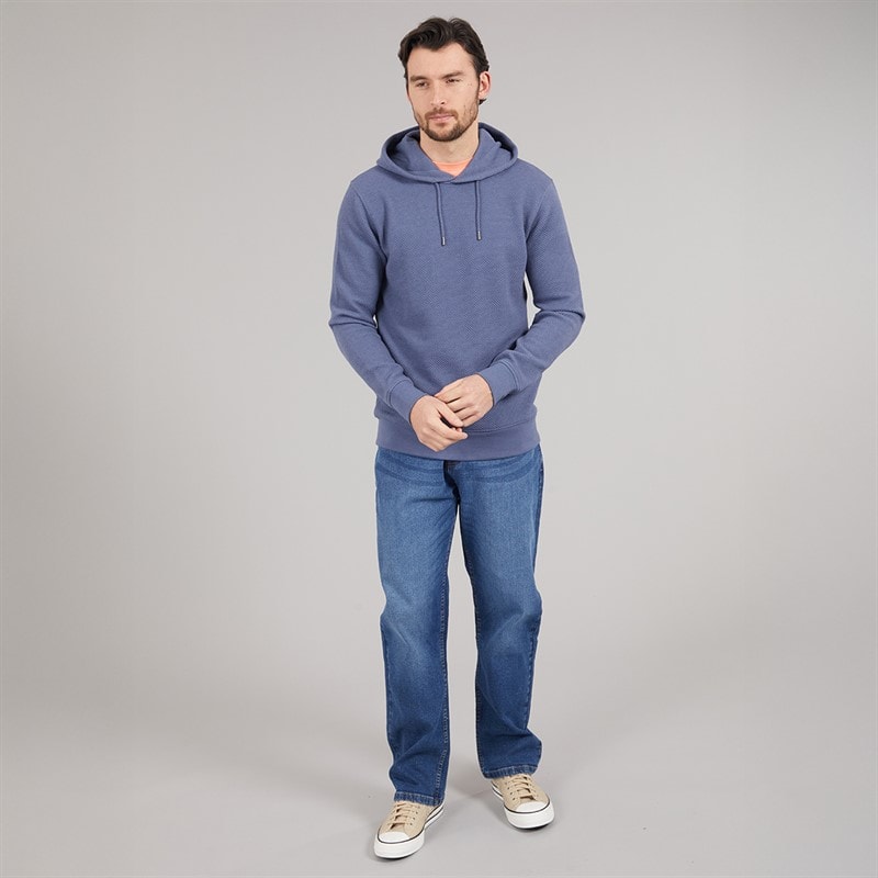Onfire Mens Waffle Hoodie Vintage Indigo - Image 4