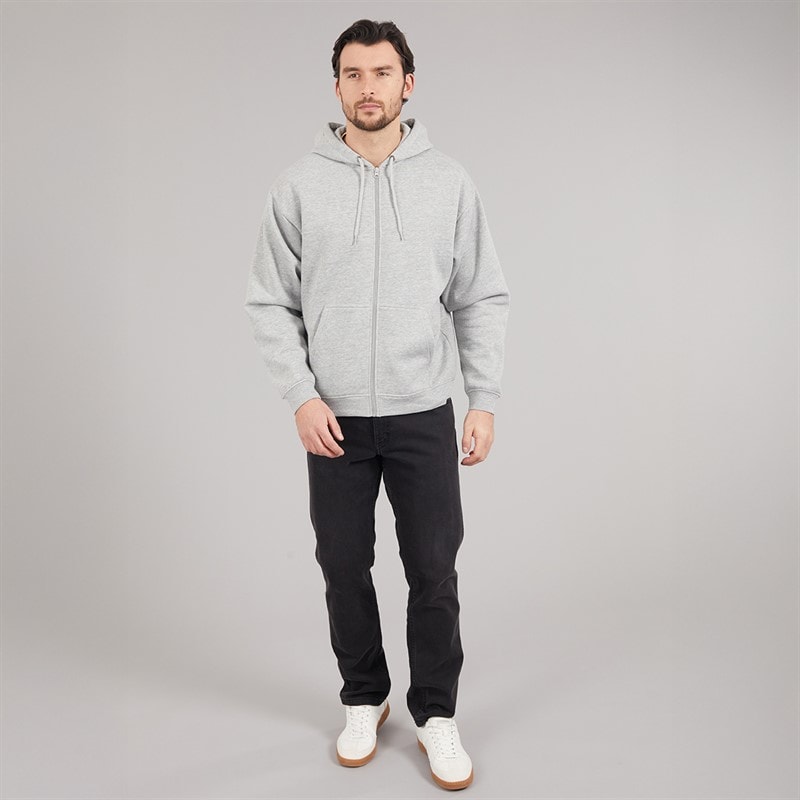 Onfire Mens Zip Through Hoodie Light Grey Marl - Image 3