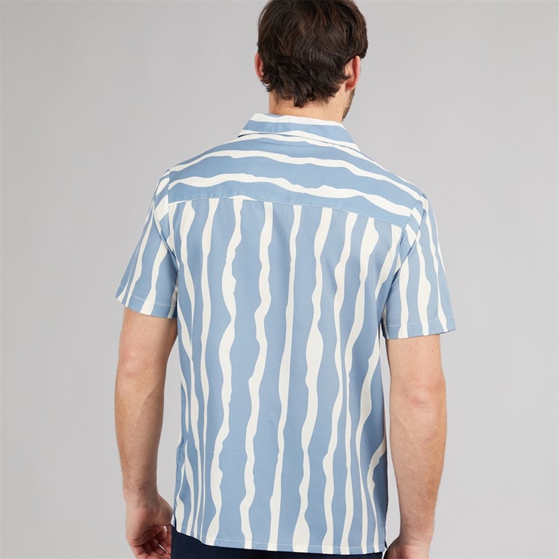 Onfire Mens Wave Print Shirt Blue Multi - Image 2