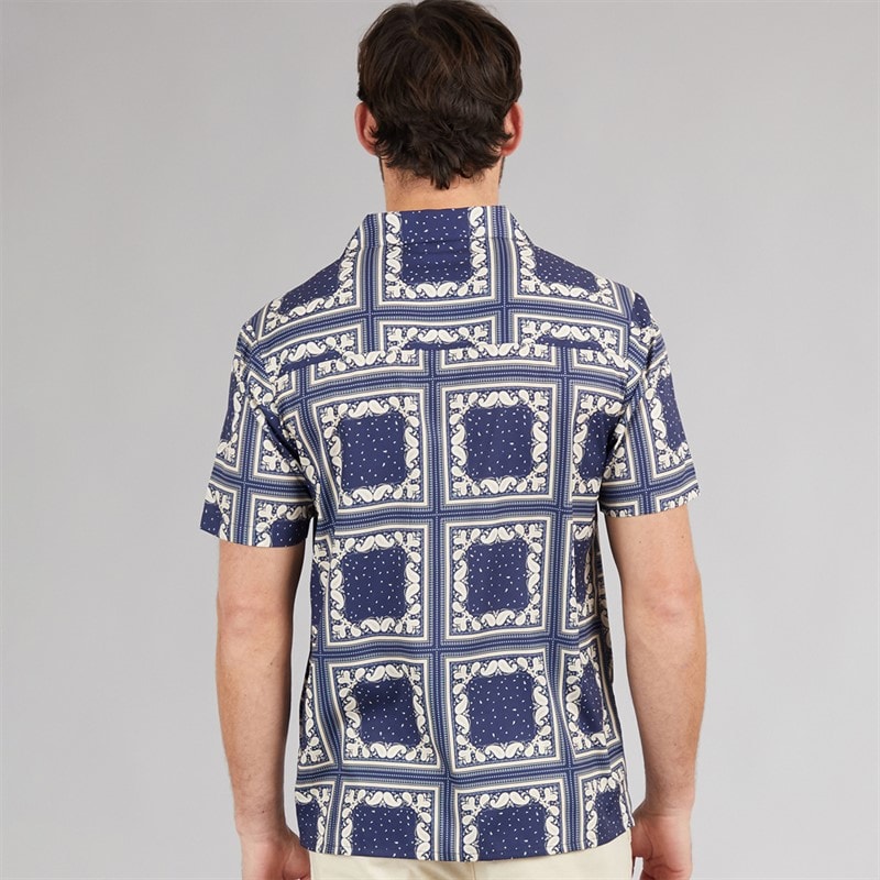 Onfire Mens Tile Print Shirt Blue Multi - Image 2