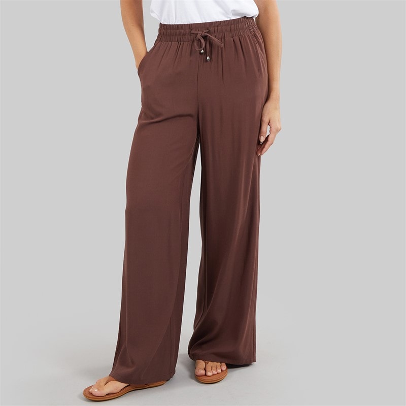 Onfire Womens Wide Leg Trousers Chocolate