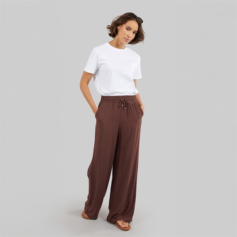Onfire Womens Wide Leg Trousers Chocolate - Image 3